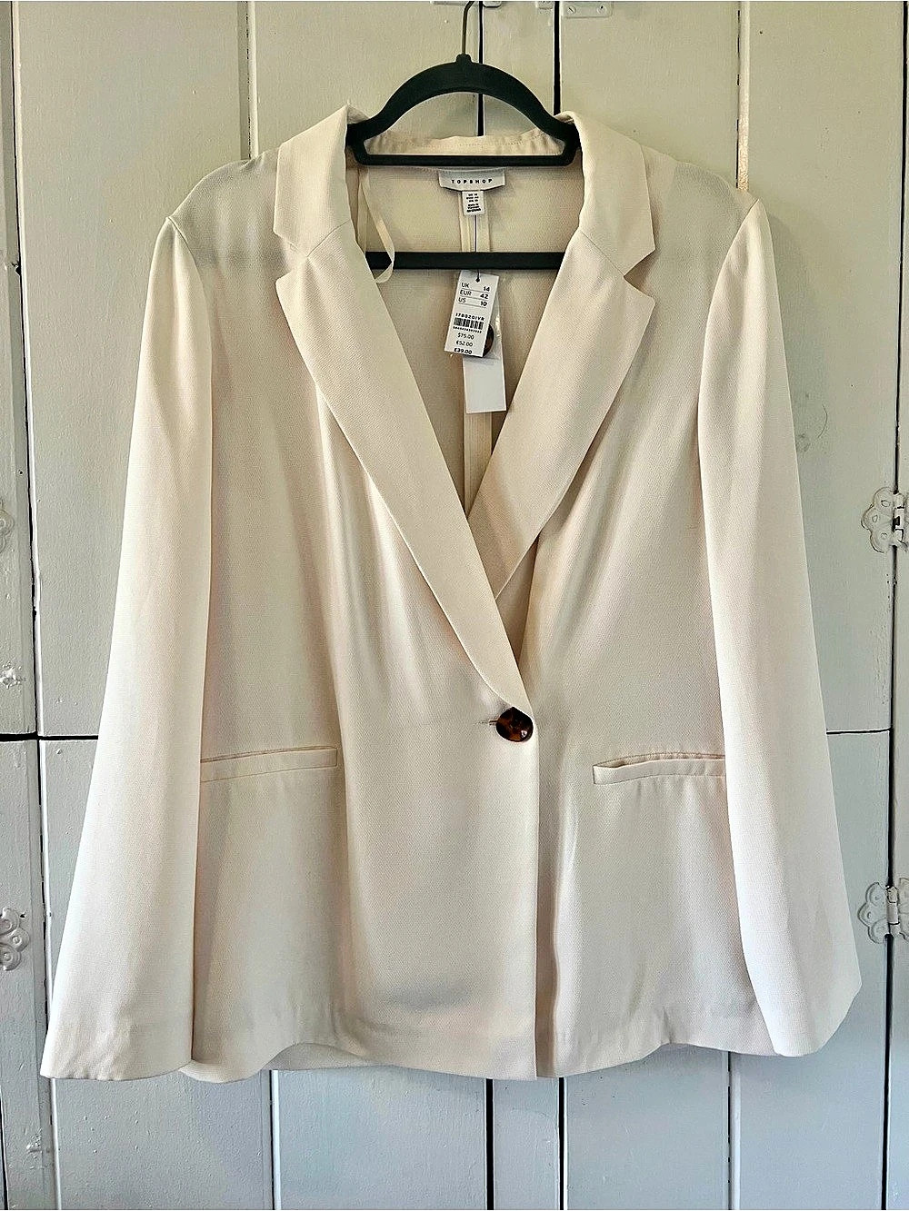 Topshop Single Button Textured Blazer White US 10 NWT